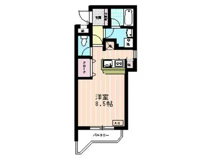 トミボナール(ワンルーム/2階)の間取り写真