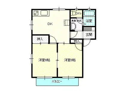 フレグランス・モア B棟(2DK/1階)の間取り写真