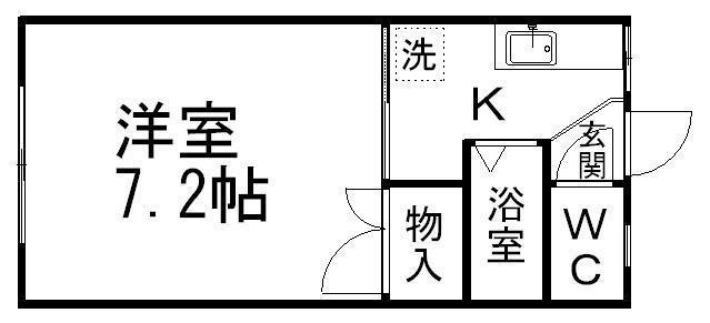 プロムナード河原町(1K/2階)の間取り写真