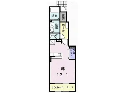 アルティシモ(ワンルーム/1階)の間取り写真