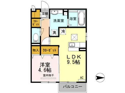 ベルラルージュ(1LDK/1階)の間取り写真