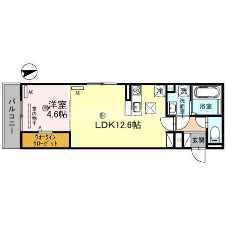 HABITATION神戸(1LDK/1階)の間取り写真
