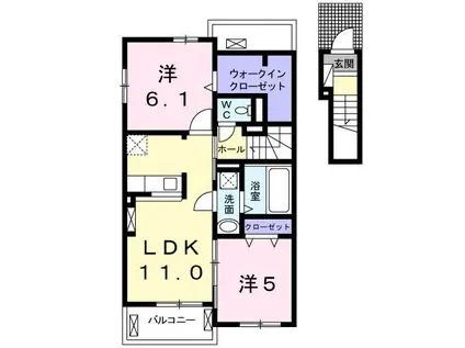 メゾン ヌーボーI 大月町(2LDK/2階)の間取り写真