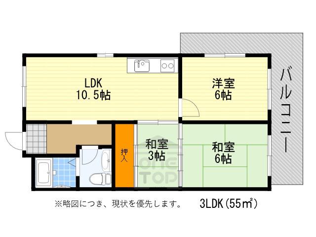 ラ・カーサ上野西(3LDK/3階)の間取り写真