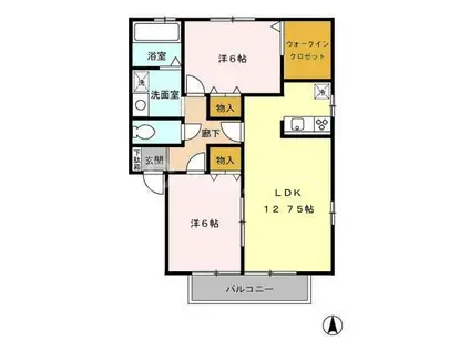 グランシャリオB(2LDK/2階)の間取り写真