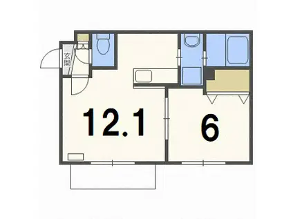 フィーノW2(1LDK/2階)の間取り写真