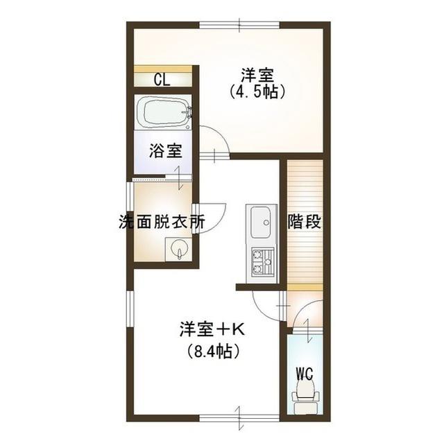 リバレイン小新西デュオ/トリオ(1LDK/2階)の間取り写真