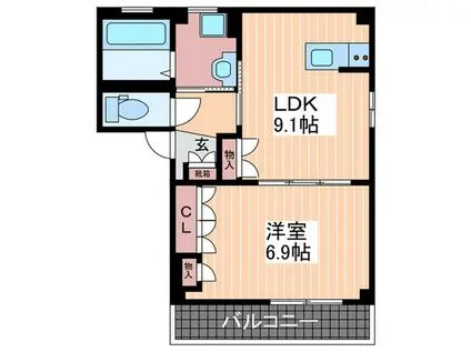 グレースコート矢賀(1LDK/1階)の間取り写真