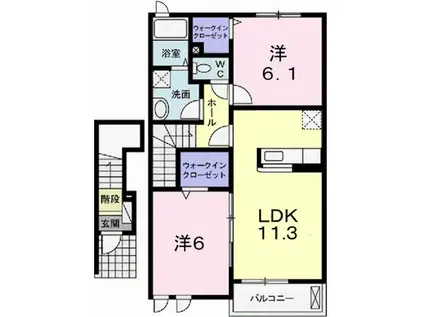 サニーレジデンス御着A(2LDK/2階)の間取り写真