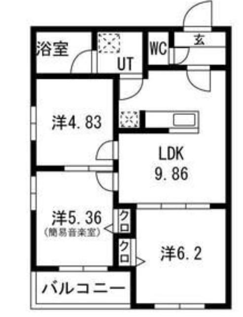 エス.フィールド奏(3LDK/3階)の間取り写真