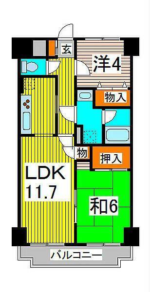モンシャトー川口(2LDK/2階)の間取り写真