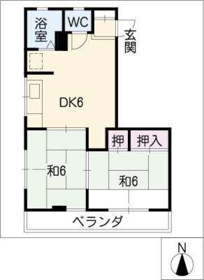 カリテプリ(2DK/3階)の間取り写真