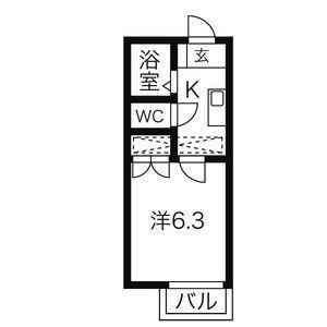 パルテネール中野(1K/2階)の間取り写真