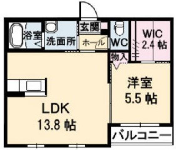 シャーメゾンさくら B棟(1LDK/1階)の間取り写真