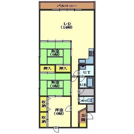 メゾンパティオ大町(3LDK/3階)の間取り写真
