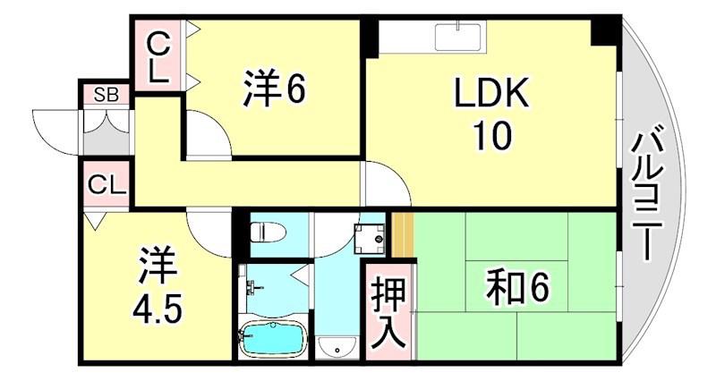 ツイン・アルカディアA(3LDK/1階)の間取り写真
