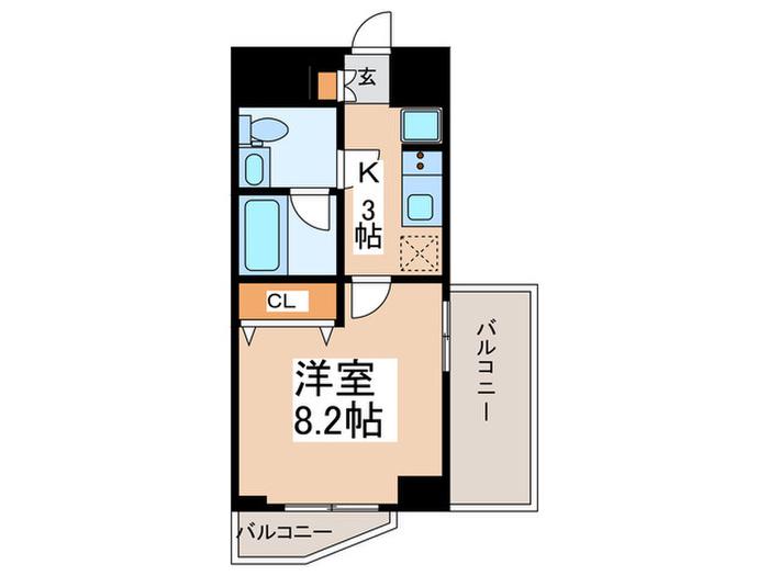 レジディア桜上水(1K/8階)の間取り写真