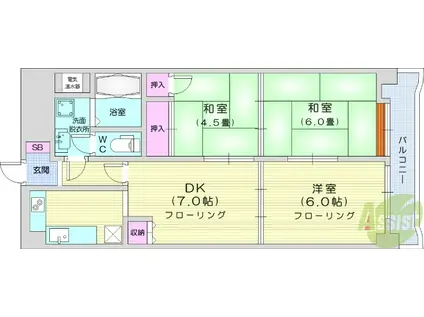 ライオンズマンション春日町(3DK/10階)の間取り写真