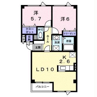 コリーヌ.ビラ(2LDK/1階)の間取り写真