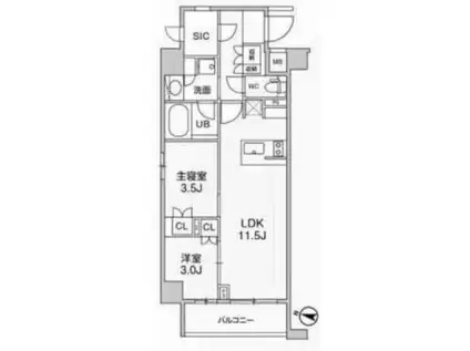 アリビス綾瀬(2LDK/2階)の間取り写真