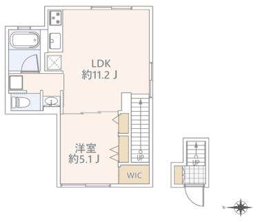 GRANDUO代沢III(1LDK/2階)の間取り写真