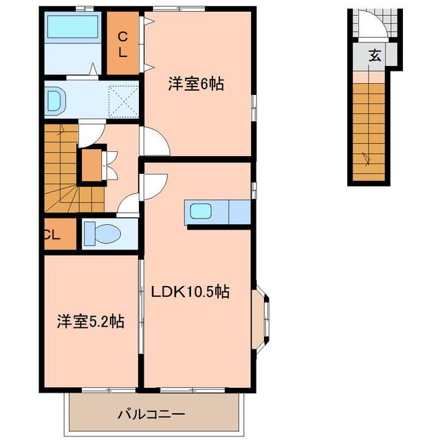 エブリーI(2LDK/2階)の間取り写真
