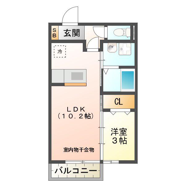 エクレール平田(1LDK/2階)の間取り写真