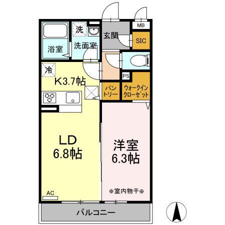 ベルティックIII(1LDK/1階)の間取り写真