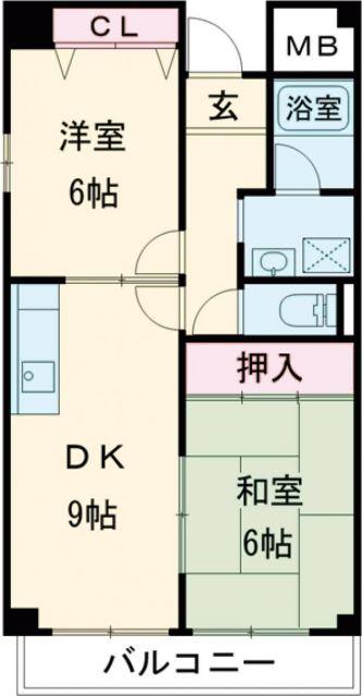 シャルマンエイト(2DK/2階)の間取り写真