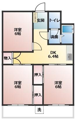 リバティ―(2DK/2階)の間取り写真