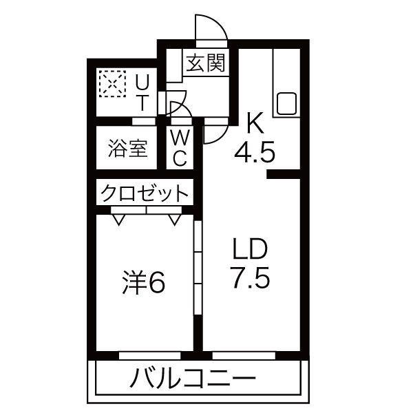 ヴィガラスM(1LDK/1階)の間取り写真
