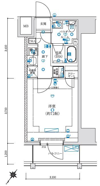 LEXE 横濱関内(1K/5階)の間取り写真