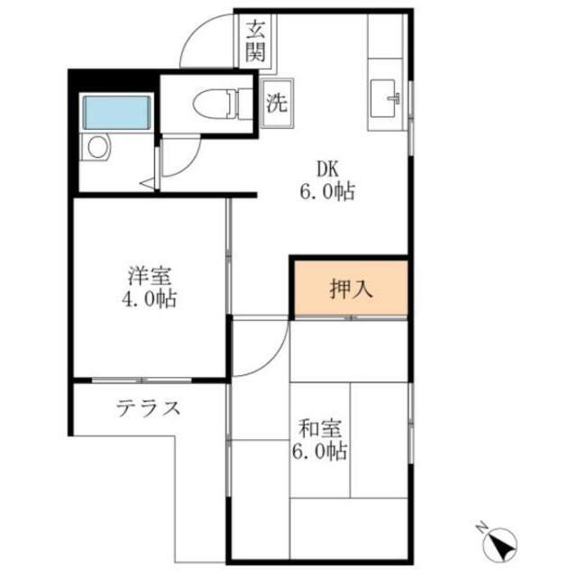 メゾンワダ(2DK/1階)の間取り写真