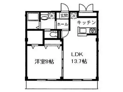 サンパティーク溝の口(1LDK/1階)の間取り写真