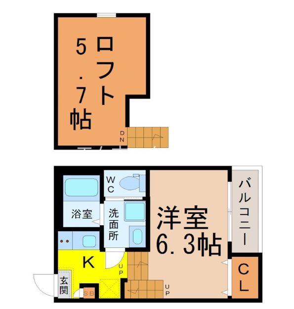 LINO(1K/1階)の間取り写真