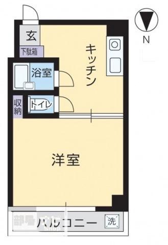 ユソウビル(1K/1階)の間取り写真
