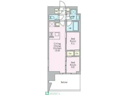 クレストコート東陽町(2LDK/11階)の間取り写真