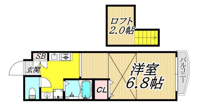 グランドネイジュ東園田(1K/3階)の間取り写真