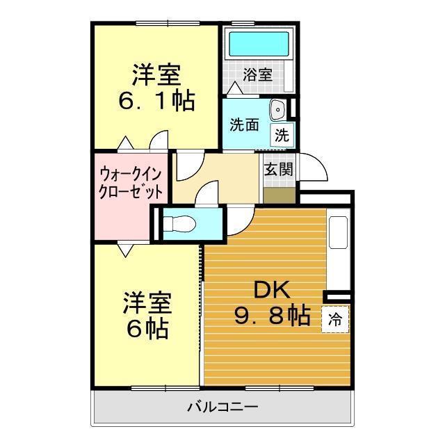 ラフィネはまゆうA棟(2DK/3階)の間取り写真