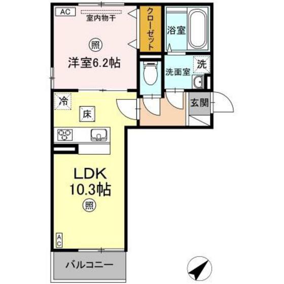 ヴィクトワール(1LDK/1階)の間取り写真