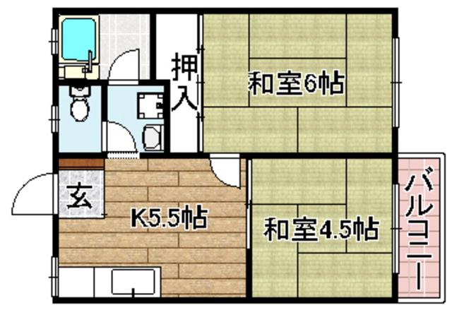 パナハイツ古曽部(2DK/2階)の間取り写真