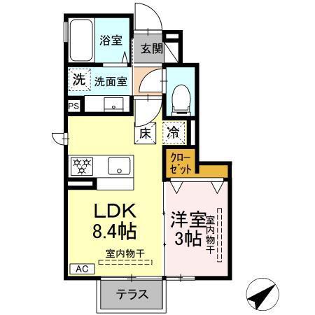 ピースヒルズ(1LDK/1階)の間取り写真