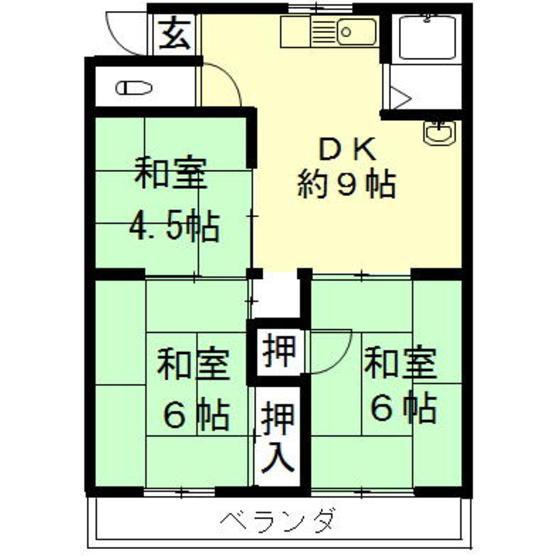 コーポ大福(3DK/2階)の間取り写真