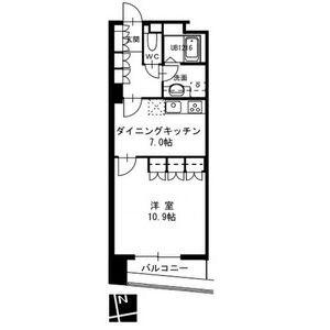 セイント橘(1DK/6階)の間取り写真