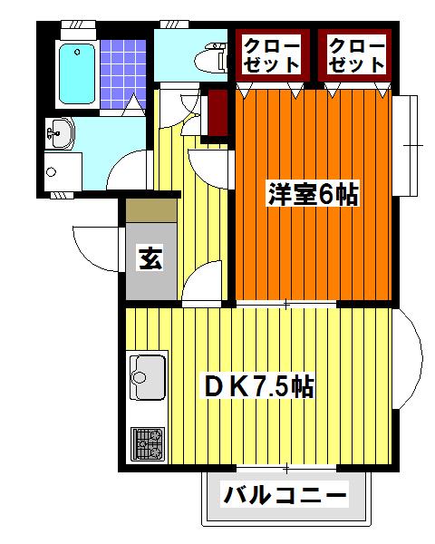 カサブランカ毛呂(1DK/1階)の間取り写真