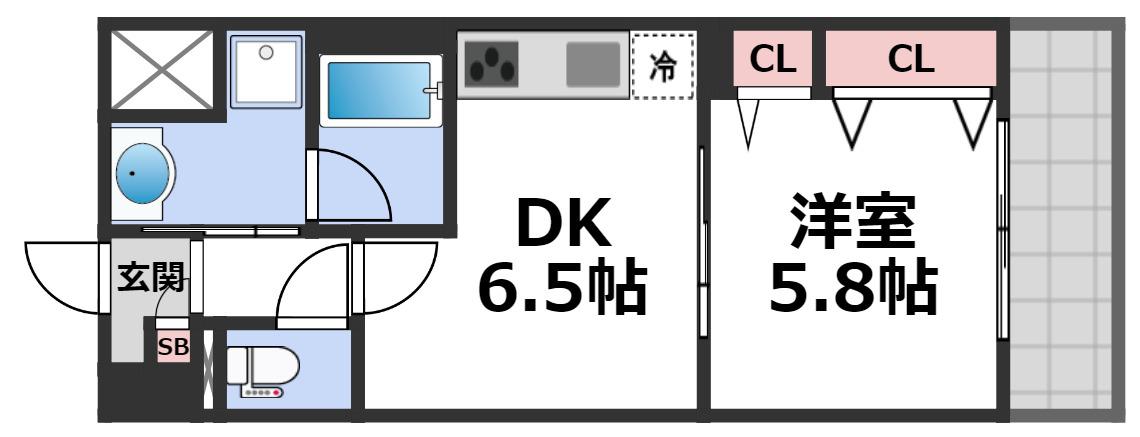 マルミーナ今里(1DK/5階)の間取り写真