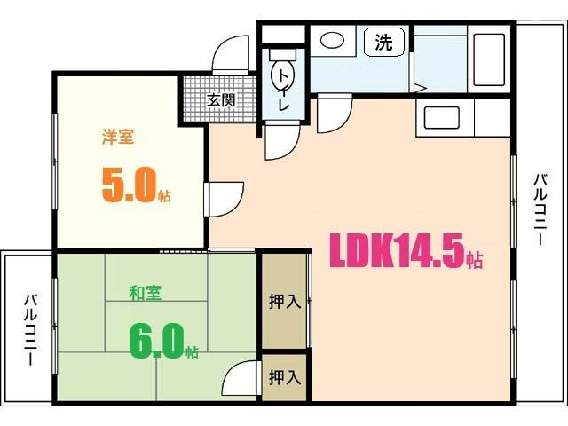 ファミリーコーポ(2LDK/3階)の間取り写真