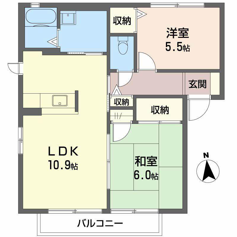 パストラルコート(2LDK/2階)の間取り写真
