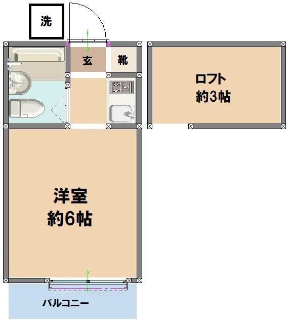 プリモ西川口(1K/2階)の間取り写真