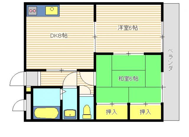 シャトル永井II(2DK/3階)の間取り写真